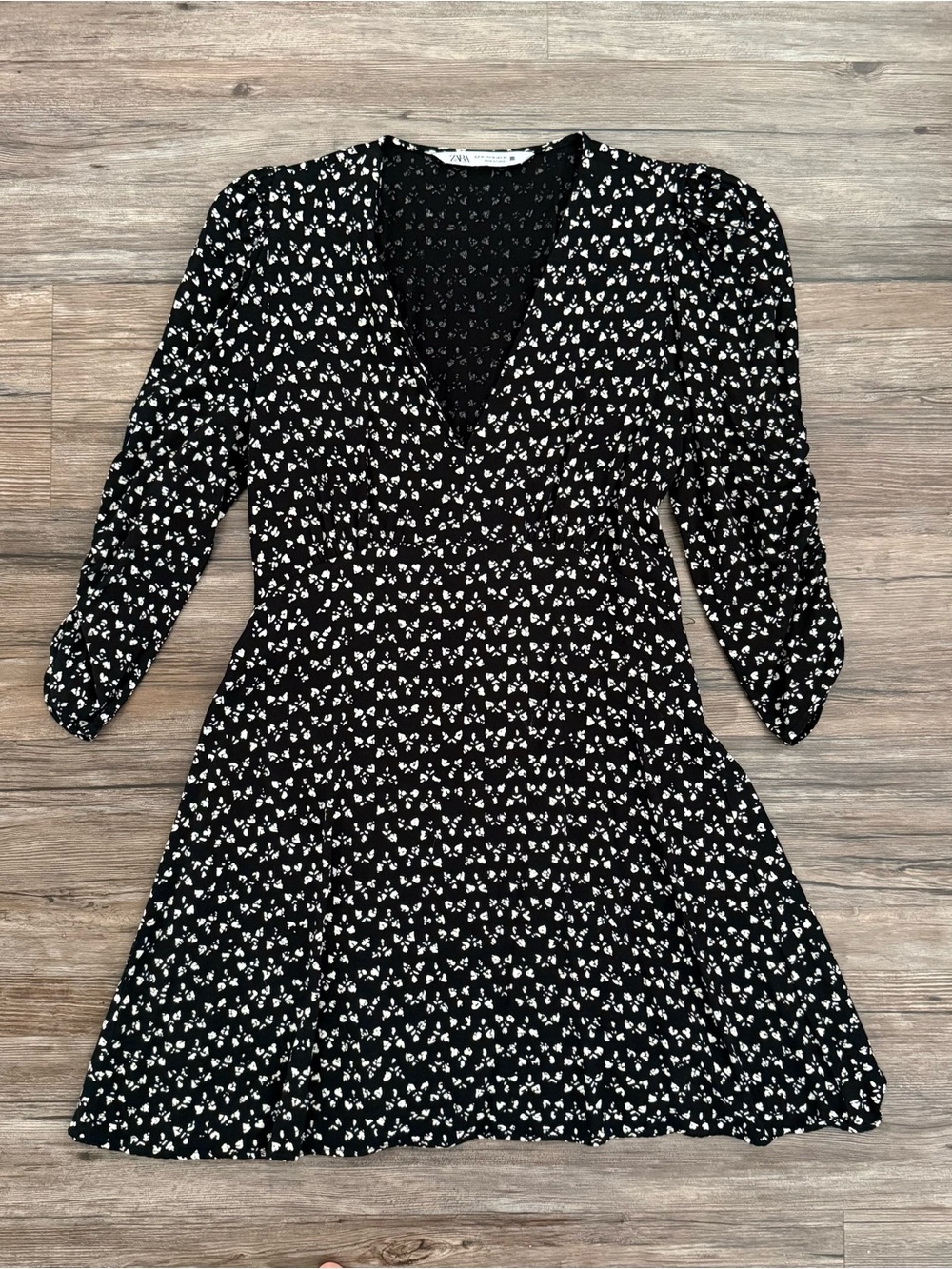 Zara Black and White Mini Floral Dress M